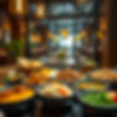 Diverse Culinary Delights A colorful array of traditional dishes representing the diverse culinary offerings available in Al Seef.