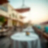 A panoramic view of Al Seef's vibrant dining area showcasing a blend of modern and traditional architecture.