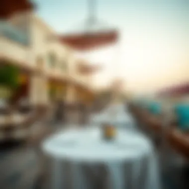 A panoramic view of Al Seef's vibrant dining area showcasing a blend of modern and traditional architecture.