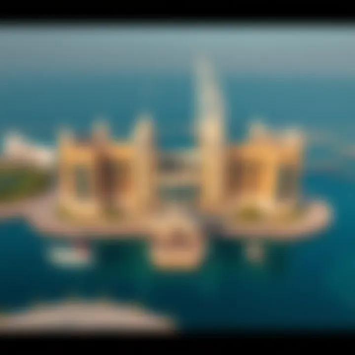 Aerial view of the Palm Jumeirah, showcasing its unique design