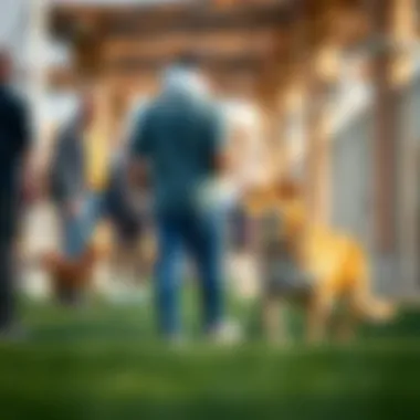 Community Engagement at Dubai's Dog Parks Pet owners engaging with one another in a community-focused dog park in Dubai.