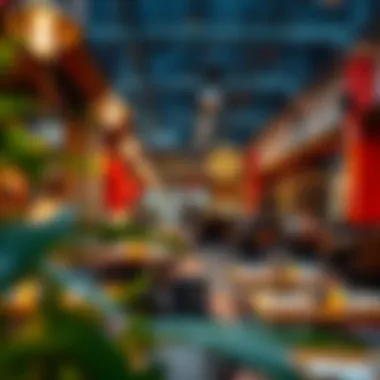Diverse Dining Spaces in Boxpark Vibrant dining spaces within Boxpark filled with diverse cuisines and lively atmosphere.