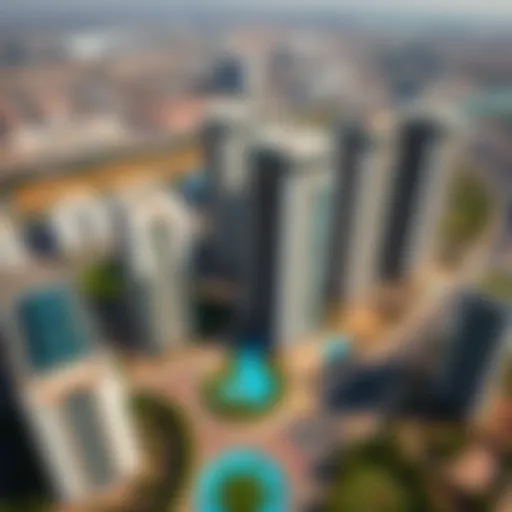 Aerial view of Maidan Dubai showcasing residential towers and green spaces