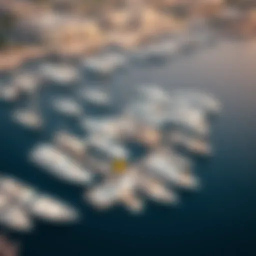 Aerial view of Marsa Al Bateen Marina showcasing luxury yachts