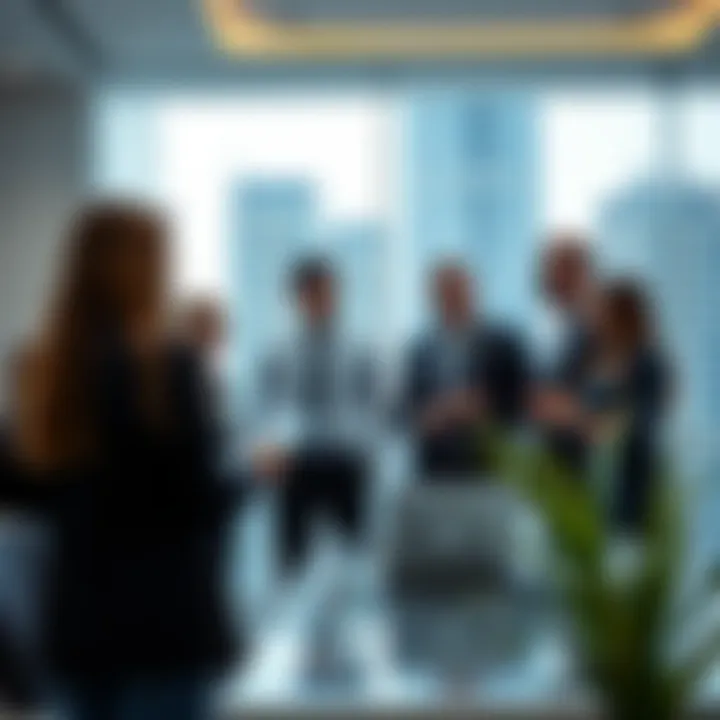Business professionals collaborating in a modern Dubai office environment