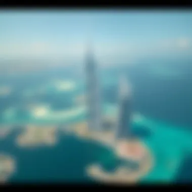 Aerial View of The Palm Tower and Palm Jumeirah Aerial perspective of The Palm Tower amidst the iconic Palm Jumeirah