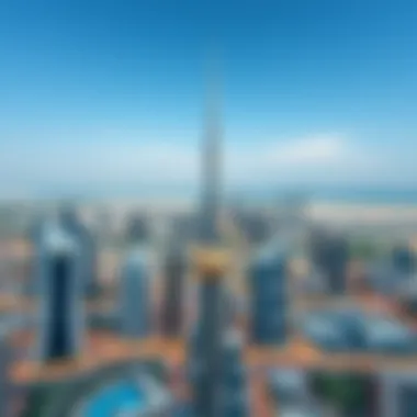 Dubai Skyline Highlighting Real Estate Developments An aerial view of Dubai's skyline with prominent real estate developments