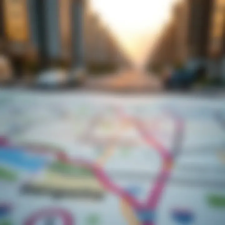 Map highlighting accessibility routes and key facilities near Sahara Meadows.