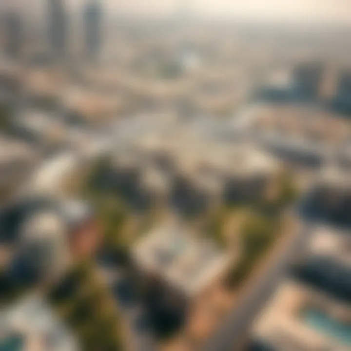 Aerial view of The Sanctuary nestled within Dubai's urban landscape.